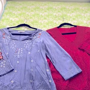 Two heavily embroidered tops from boutique in Cabo (both for the one price)